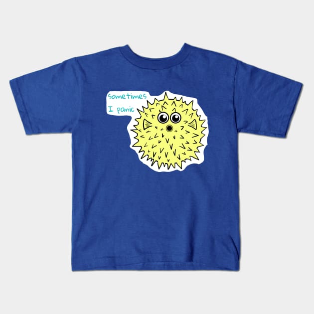 Panicked Puffer Fish Kids T-Shirt by Underbite Boutique